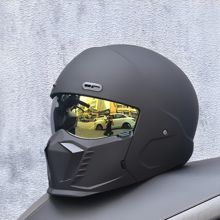Men's retro pilot motorcycle helmet, DOT & ECE approved, vintage style