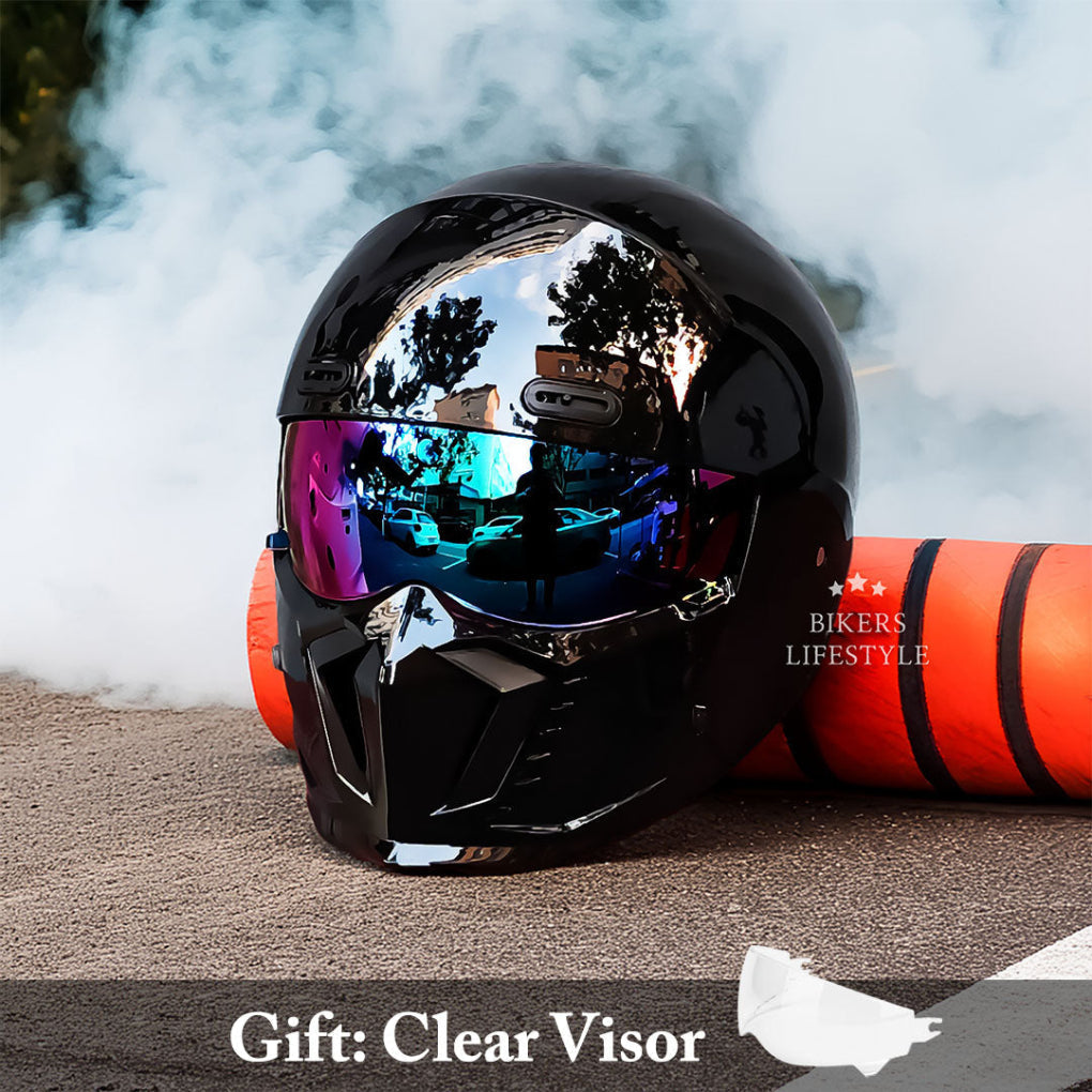 Full face men's retro pilot helmet, perfect for motorcycle riding and safety