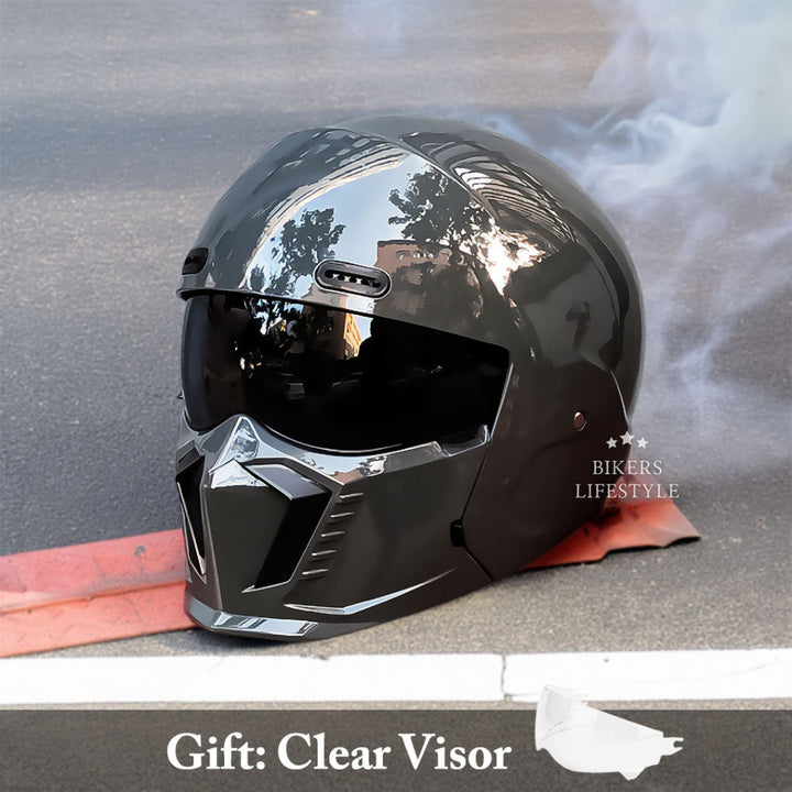 Men's ECE approved pilot motorcycle helmet, vintage look, premium safety