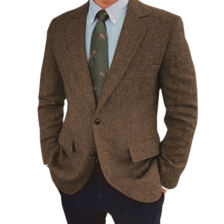 Men's retro single-breasted two-button jacket, tailored for a classic smart casual look.