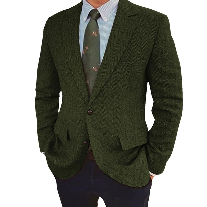 Stylish brown retro men's single-breasted two-button tailored jacket, perfect for smart casual.