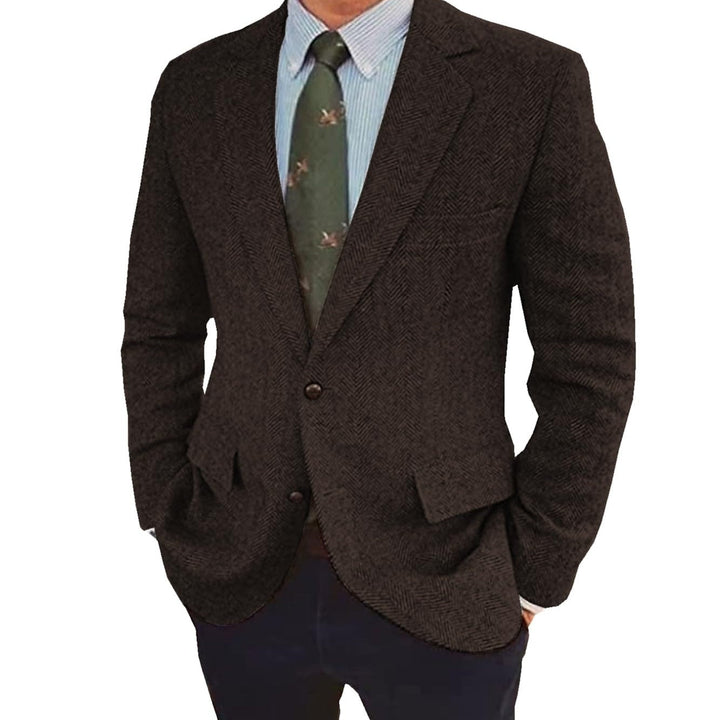 Men's single-breasted two-button retro jacket in tailored fit, great for smart casual fashion.