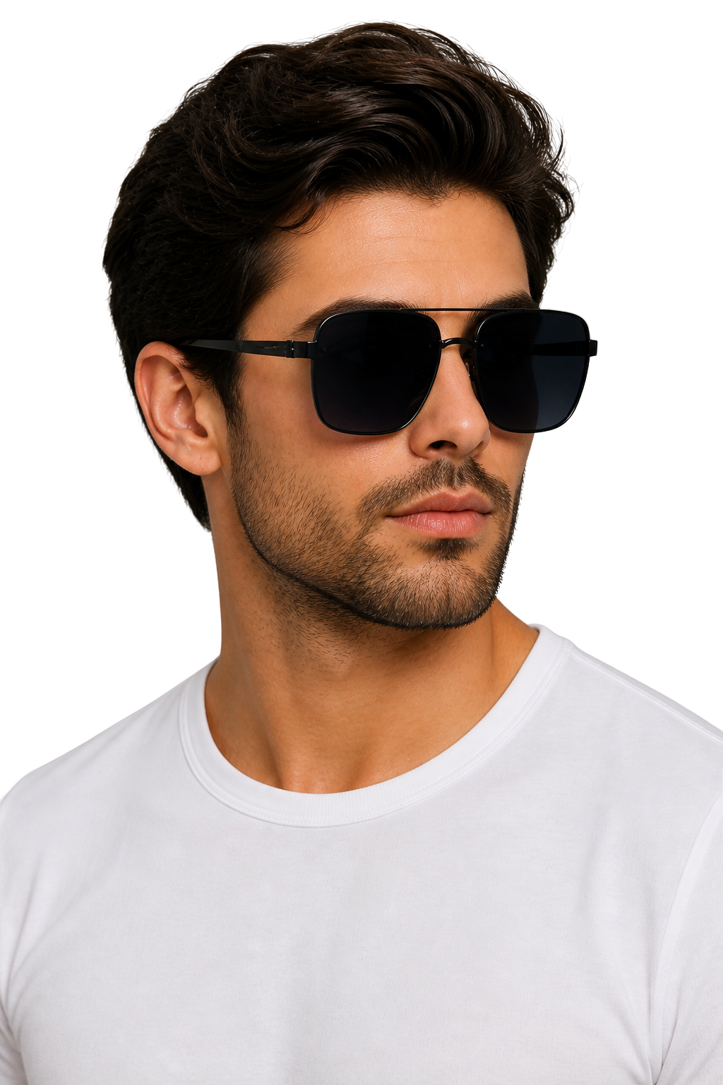 Vintage-inspired men's square titanium sunglasses with modern UV400 gradient lens technology.