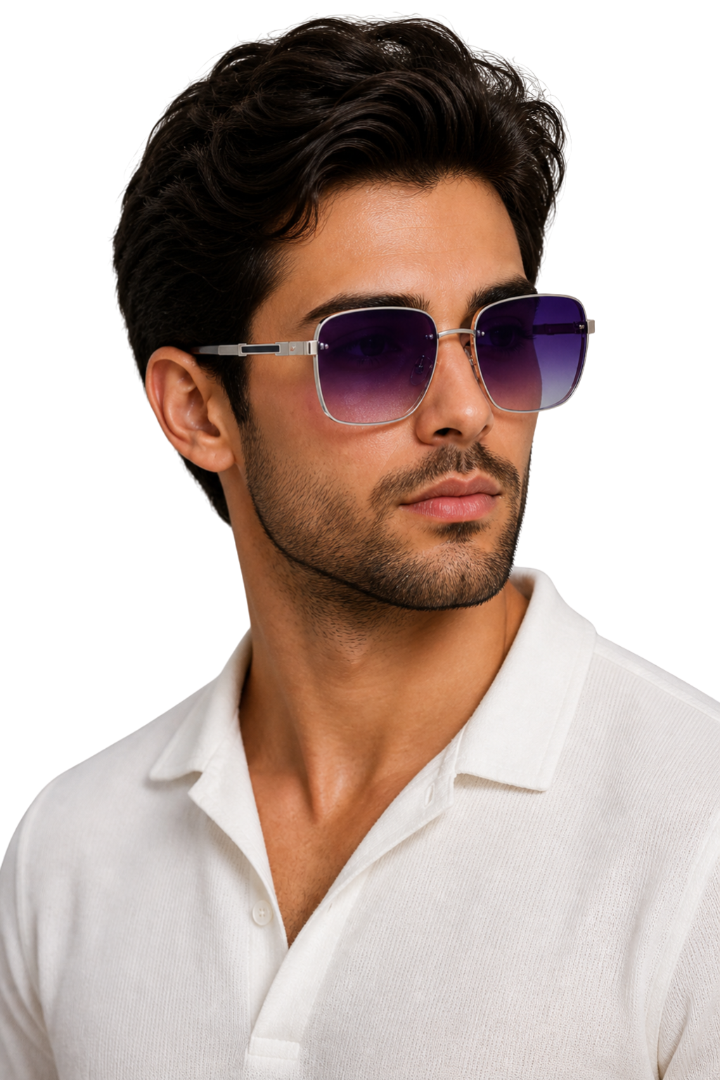 Men's retro square sunglasses with protective UV400 gradient lenses and a durable titanium frame.
