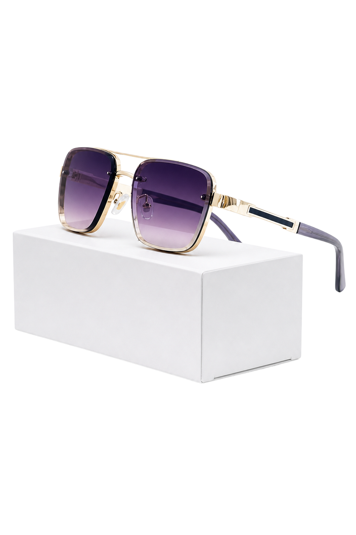 Stylish men's retro square sunglasses, featuring a titanium frame and trendy UV400 gradient lenses.