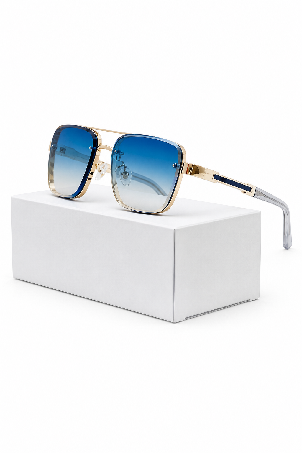 Men's stylish retro square titanium sunglasses. Perfect UV400 gradient eyewear for classic sun protection.