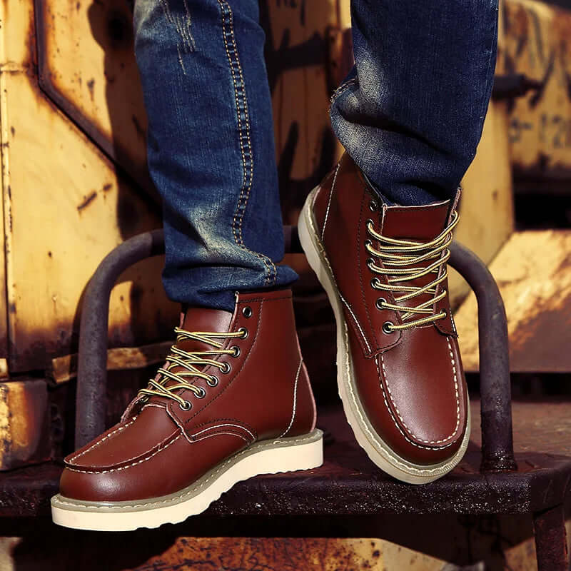 Stylish men's retro winter boots in a durable design, ideal for cold weather and casual vintage outfits.