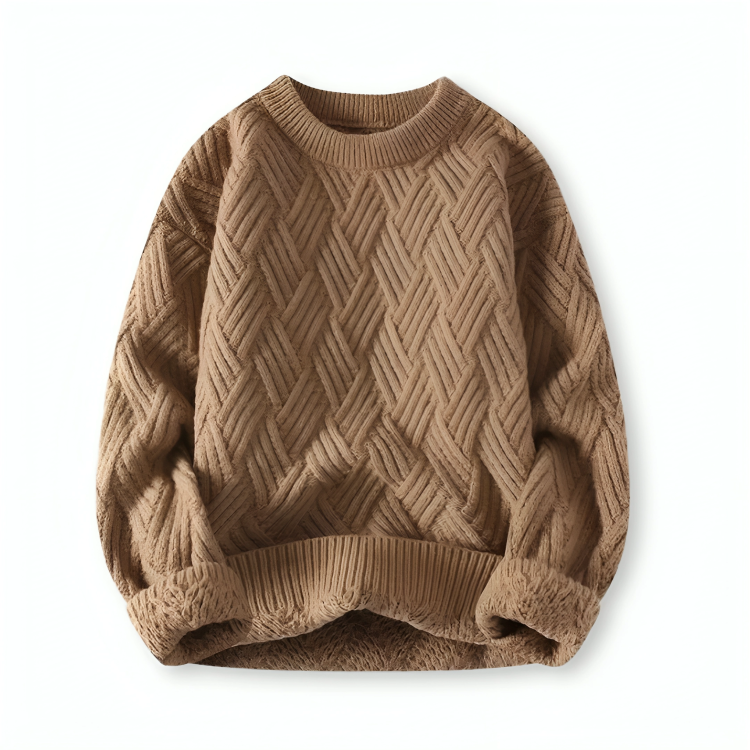 Stylish men's ribbed crew neck sweater in a warm winter knit. Perfect casual long sleeve fashion.