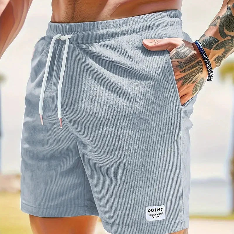 Men's ribbed drawstring casual shorts, perfect for everyday summer wear and loungewear.