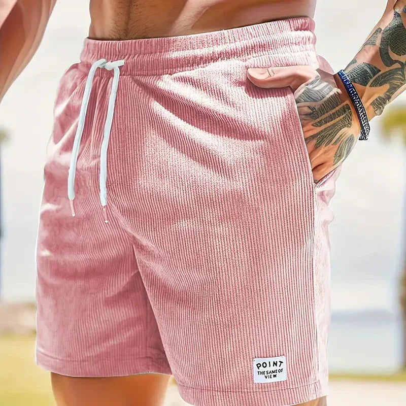 Comfortable ribbed men's casual shorts with an easy-to-adjust drawstring for all-day wear.