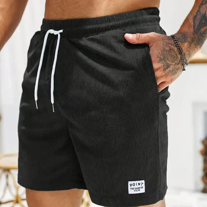 Drawstring ribbed casual shorts for men, essential for warm weather and comfortable styling.