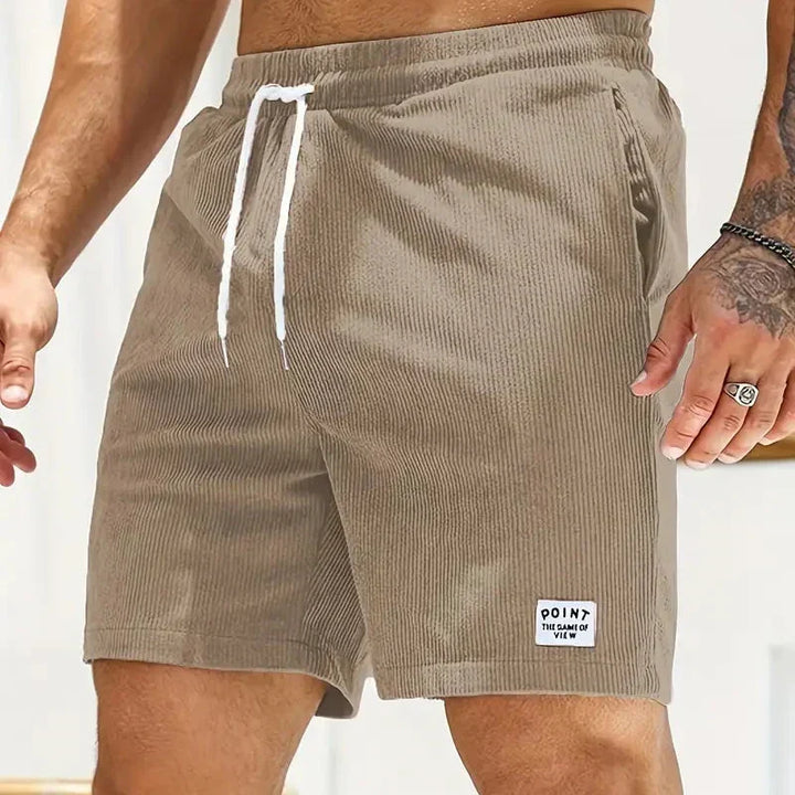 Soft ribbed men's shorts with an elastic drawstring waist for ultimate comfort and fit.