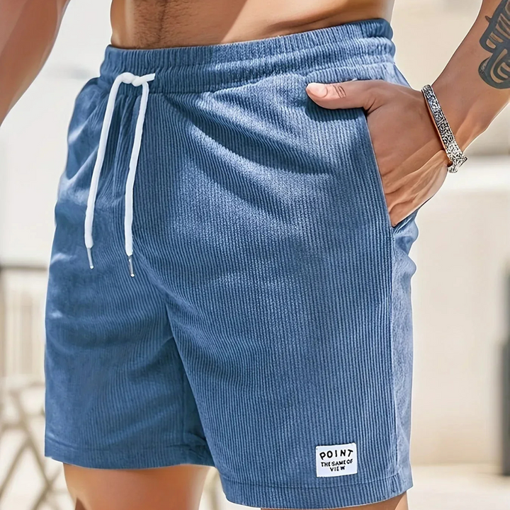 Comfortable men's ribbed shorts with adjustable drawstring for casual style and everyday wear.
