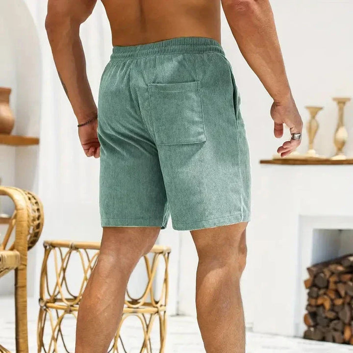 Drawstring casual shorts for men, featuring a trendy ribbed design for modern men's fashion.