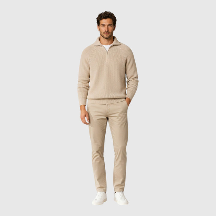 Men's fashion ribbed mock neck pullover, a warm & versatile sweater for any casual or smart look.