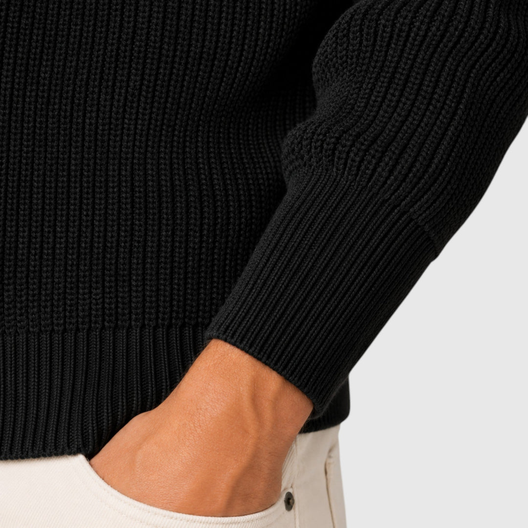 Stylish men's ribbed mock neck pullover, comfortable & warm. A classic layering piece for men's fashion.
