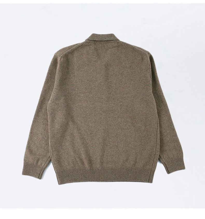 Comfortable men's smart casual ribbed polo knit sweater, long sleeve. A versatile piece for modern men's fashion looks.