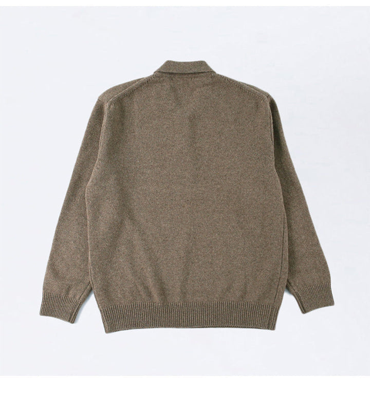 Comfortable men's smart casual ribbed polo knit sweater, long sleeve. A versatile piece for modern men's fashion looks.