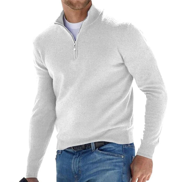 Men's versatile ribbed quarter-zip sweater, an essential long-sleeve pullover for fall fashion & winter style.