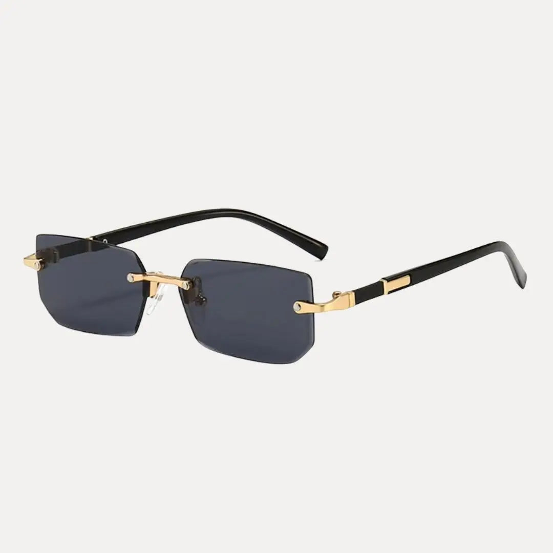 Formal/casual men's rimless rectangle sunglasses, featuring a sophisticated gold frame for all seasons.