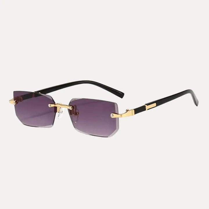 Versatile men's rimless rectangle sunglasses with a luxurious gold frame, ideal for any occasion or season.