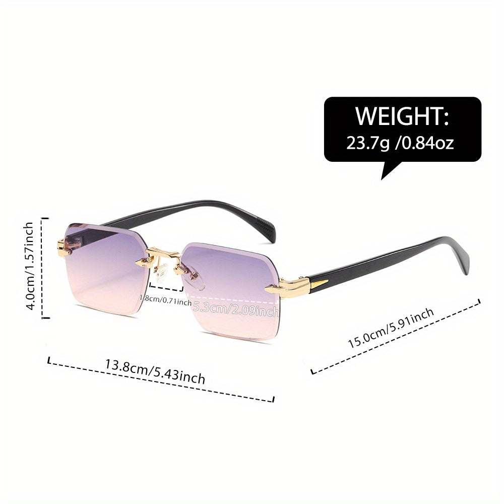 Lightweight gold frame rimless square glasses for modern men.