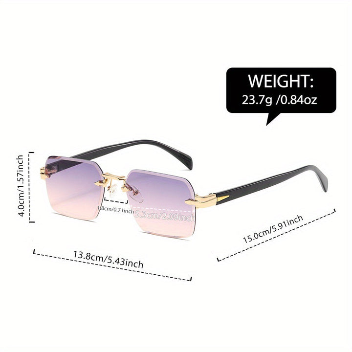 Lightweight gold frame rimless square glasses for modern men.