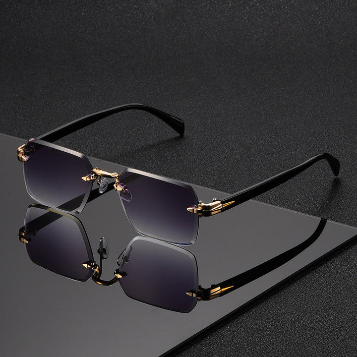 Fashionable rimless square men's glasses in a durable gold finish.