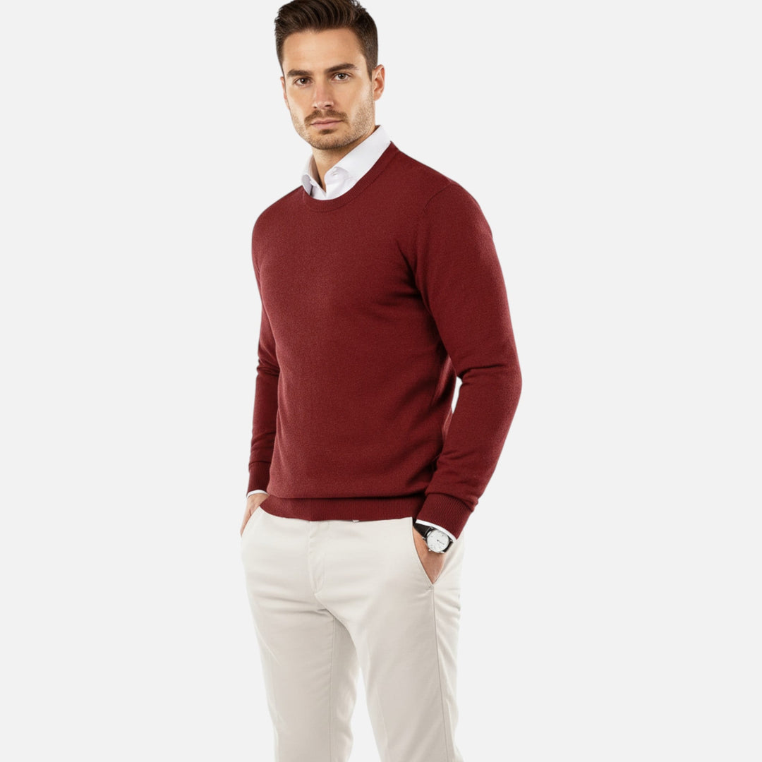 Close-up of men's long sleeve knitwear with textured detail
