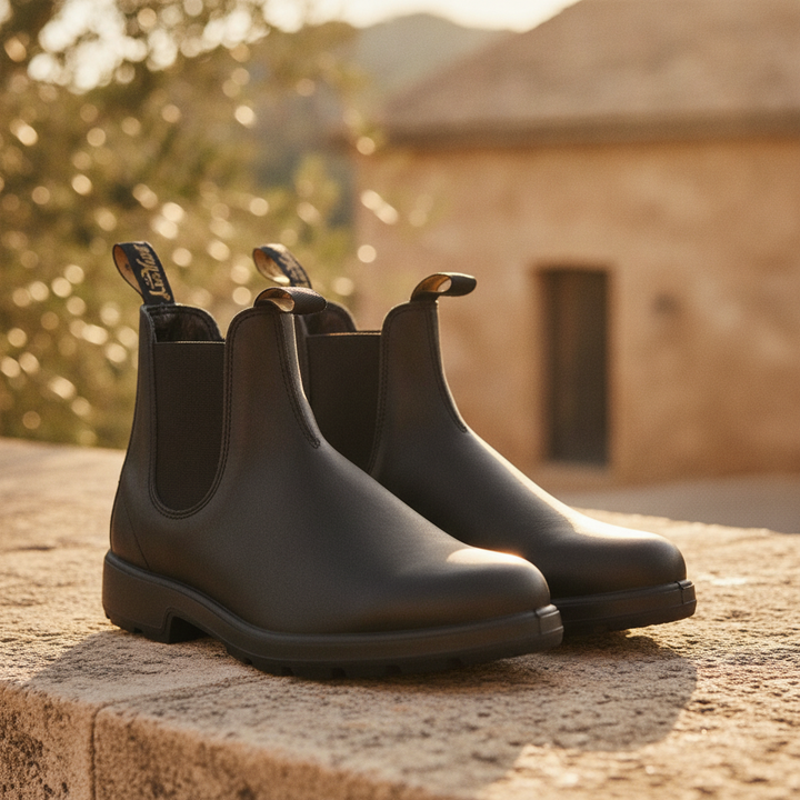 Men's ruched Chelsea boots, smart casual slip-on style, perfect for versatile everyday wear and outdoor comfort.