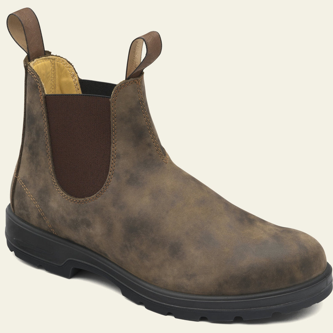 Versatile men's slip-on Chelsea boots with a modern ruched design, ideal for smart casual or everyday style.