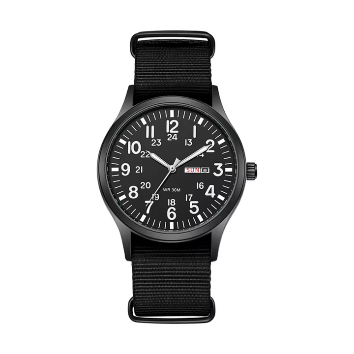 Reliable quartz movement men's outdoor watch, built for rugged adventure and durability.