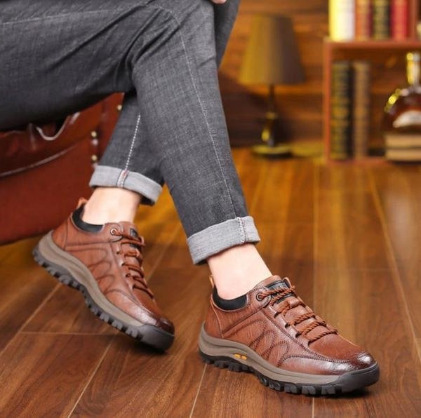 Durable men's rugged textured low-top lace-up shoes with strong laces, great for everyday casual style.
