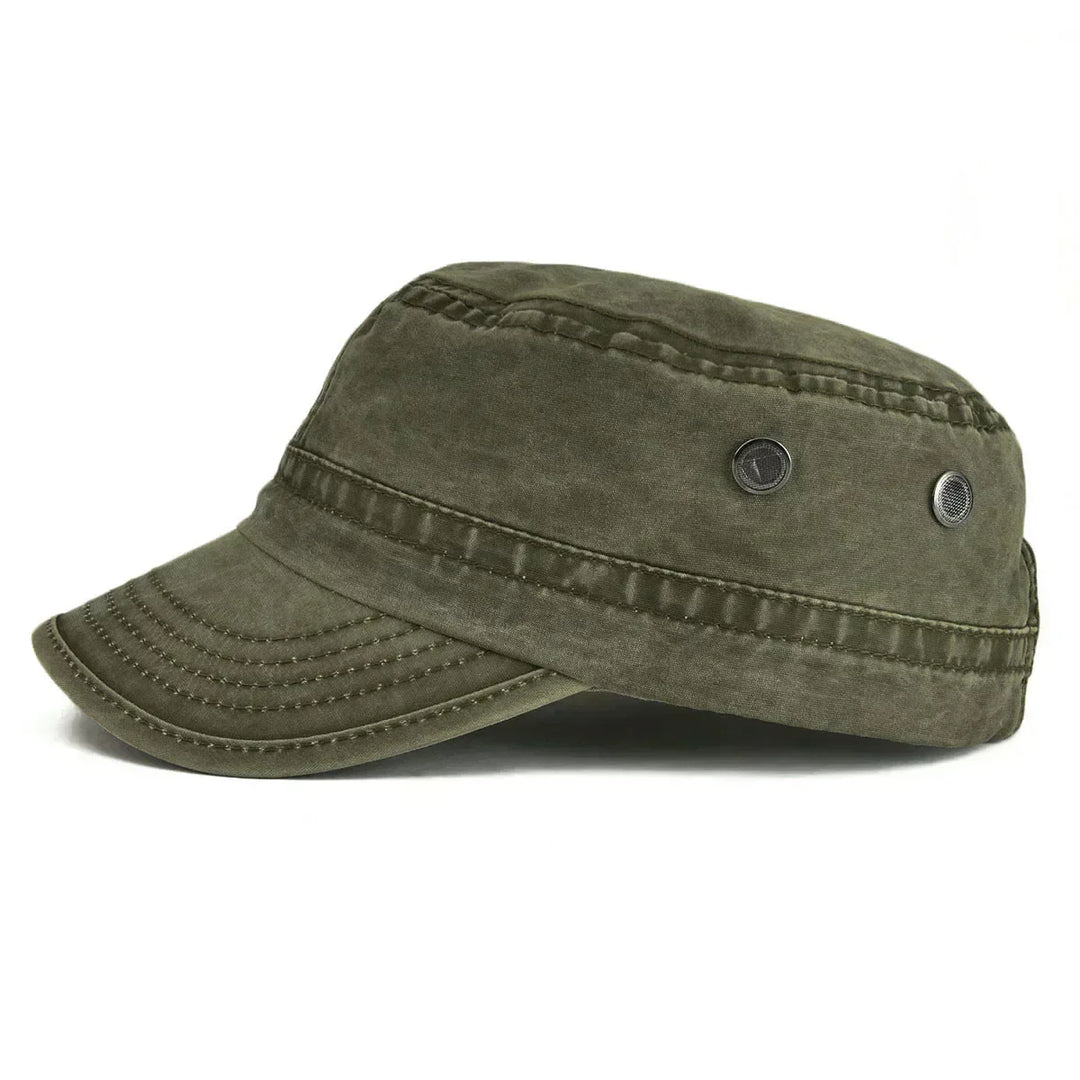 Distressed men's blue baseball cap with a vintage look, comfortable and adjustable for casual style.