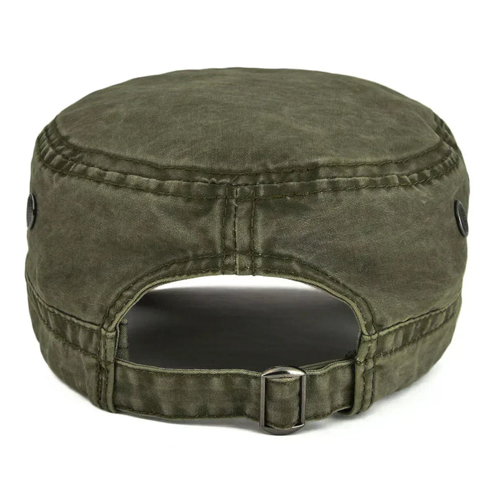 Men's army green rugged vintage baseball cap, adjustable and stylish for a classic casual look.