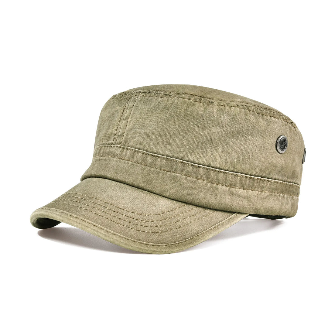 Classic men's rugged vintage baseball cap, distressed fabric, adjustable strap, perfect for outdoor casual wear.