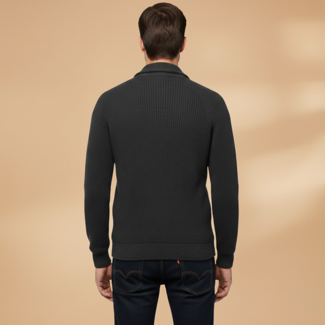 Stylish men's knitwear: a versatile shawl collar cardigan