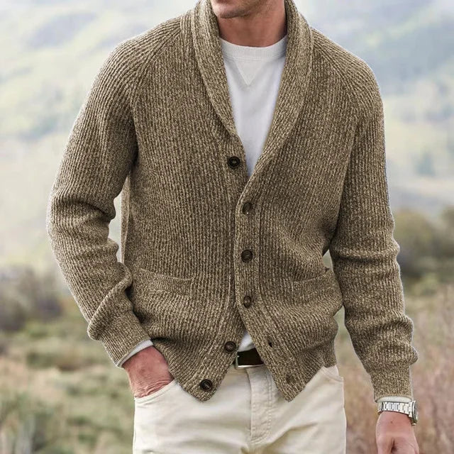 Casual men's fashion: versatile shawl collar cardigan sweater, a wardrobe essential.