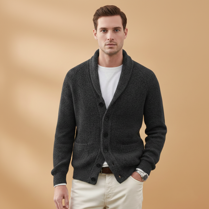 Textured knit men's cardigan, perfect for stylish layering
