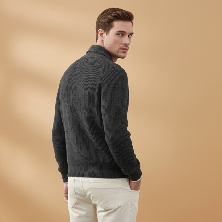 Cozy winter wear: Warm shawl collar cardigan for men