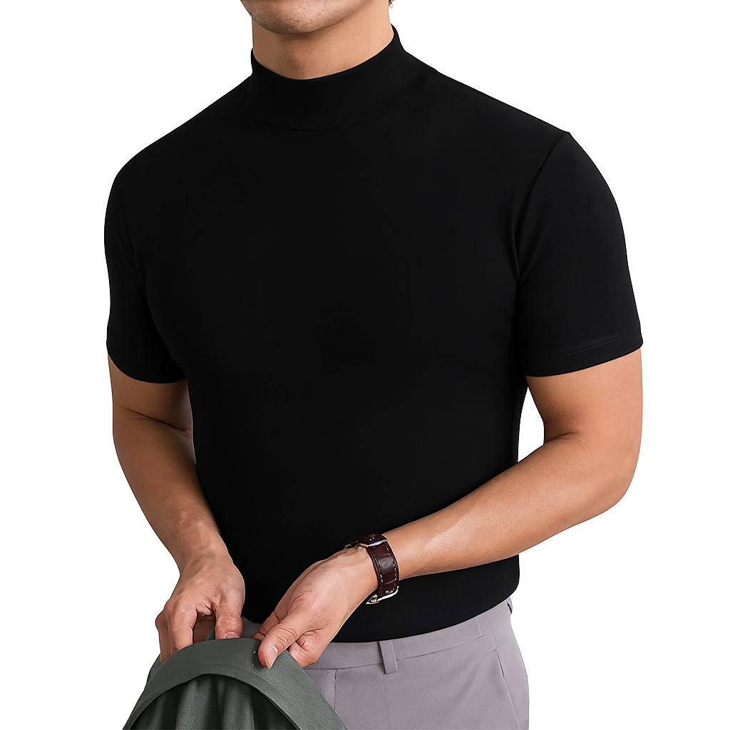 Casual men's fashion: breathable short-sleeve turtleneck for daily wear