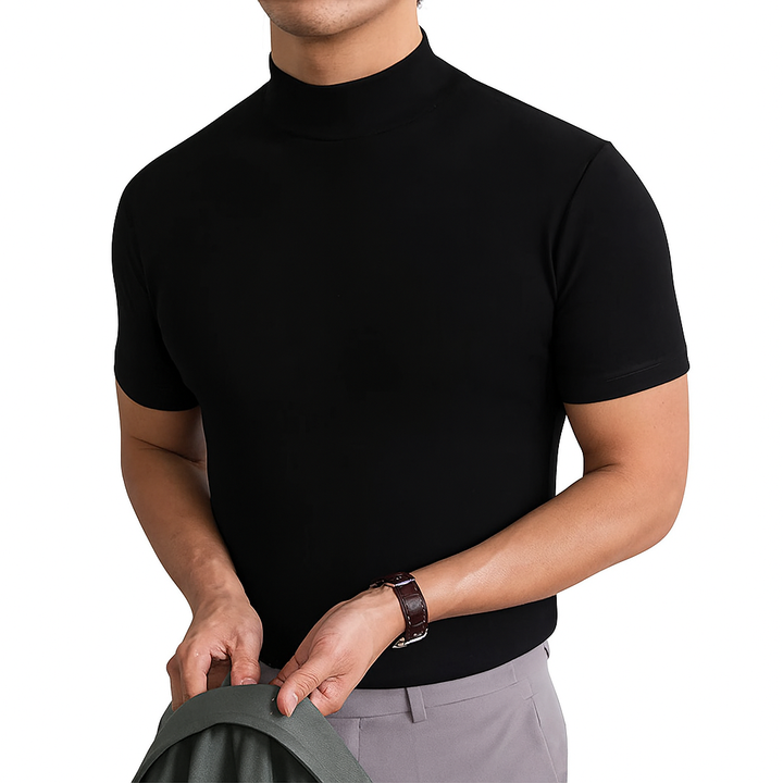 Casual men's fashion: breathable short-sleeve turtleneck for daily wear