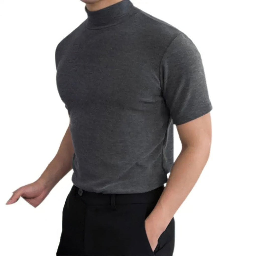 Stylish men's turtleneck shirt with short sleeves, perfect for summer