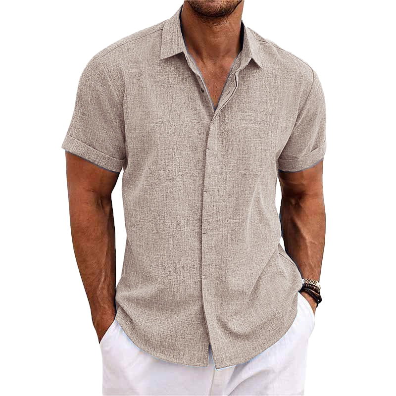 Solid color men's button front shirt, comfortable and stylish