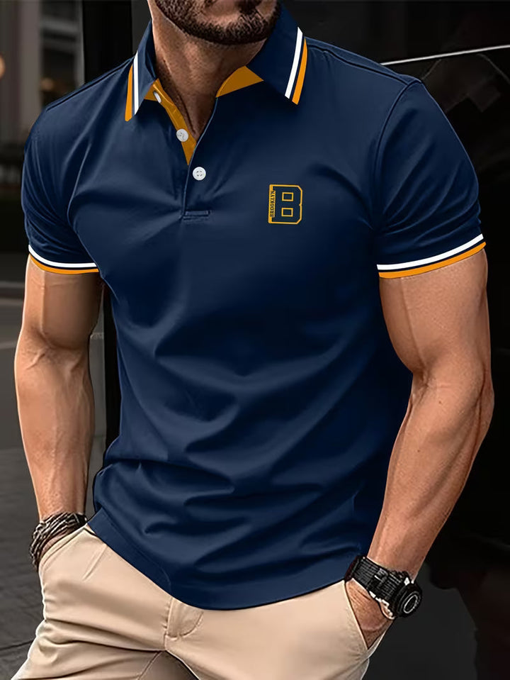 Men's short sleeve casual polo shirt in classic style, perfect for effortless everyday summer wear.