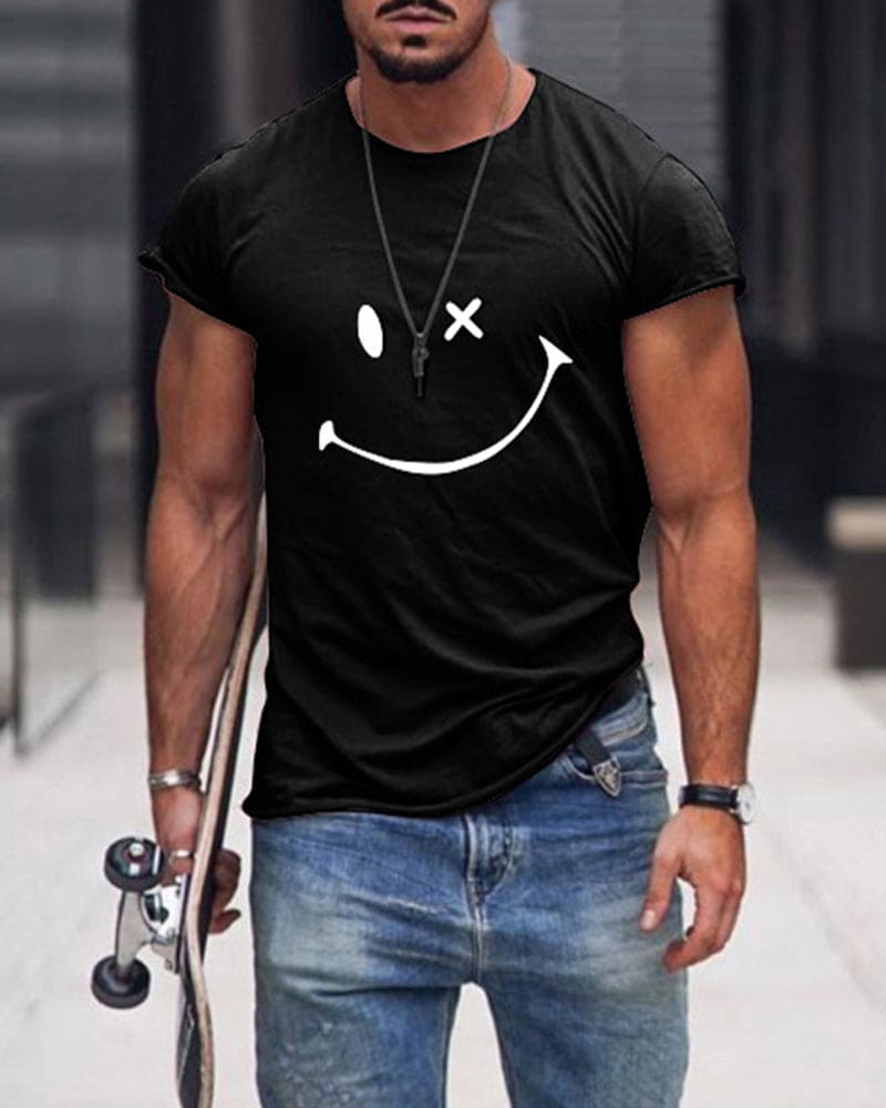 Stylish men's casual wear: short sleeve crew neck t-shirt, available in black.