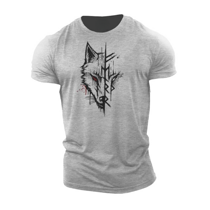 Stylish men's short sleeve t-shirt with a bold graphic print, great for casual outings and modern street fashion.