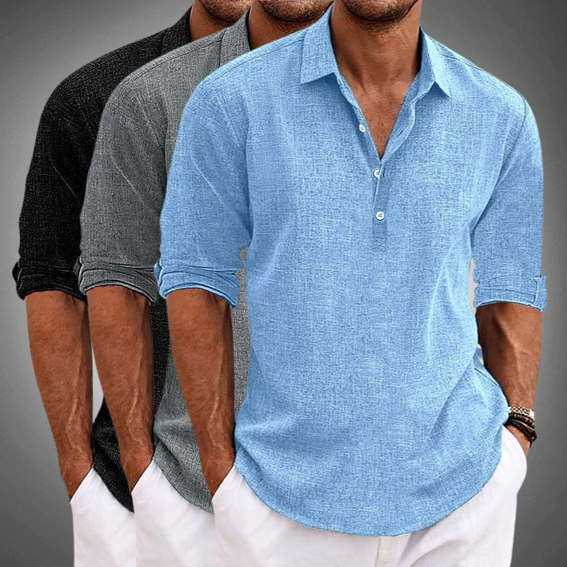 Relaxed fit mens casual shirt, ideal summer top in a linen blend