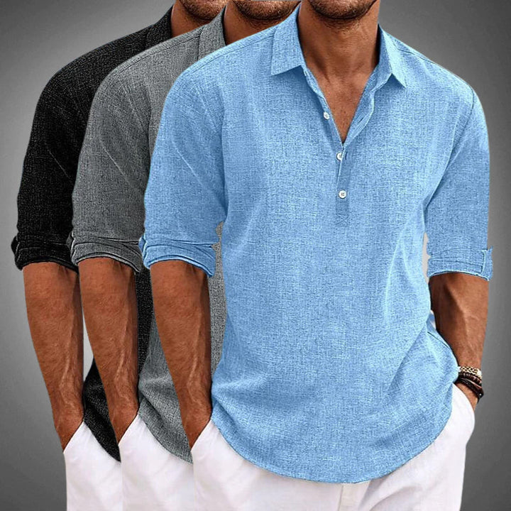 Relaxed fit mens casual shirt, ideal summer top in a linen blend