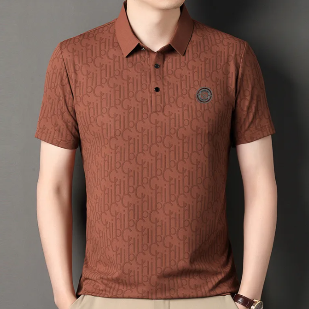 Stylish men's short sleeve vertical stripe button-up shirt, perfect for smart casual and summer wear.